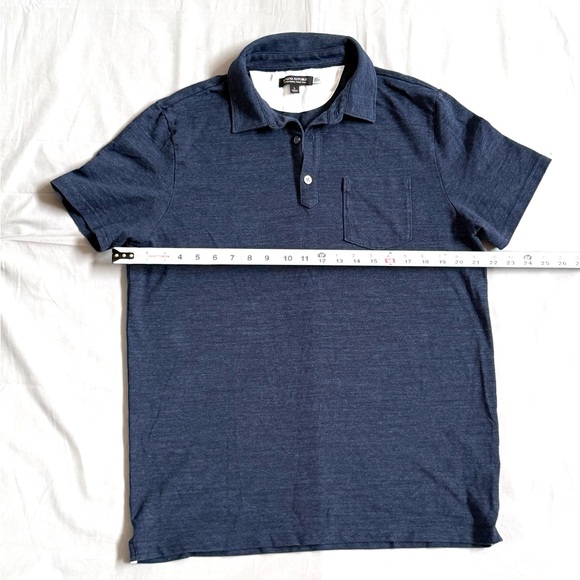 Banana Republic Mens Performance Pique Polo Shirt Navy Blue Heather Large Pocket - Picture 5 of 5